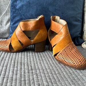 Casta Tan Cutout Leather Heeled Booties